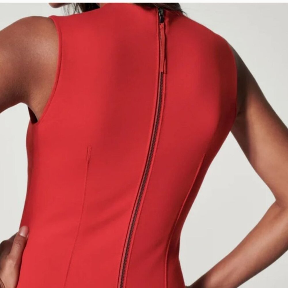 Spanx The Perfect Sheath Dress M Red Sleeveless Ponte Knit Slimming 20380R - Picture 3 of 11
